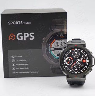 Смарт Годинник T REX 3 GPS, 5ATM, з компасом, барометром, екран 1,43" HD AMOLED 500 mAh Черный 117161 фото