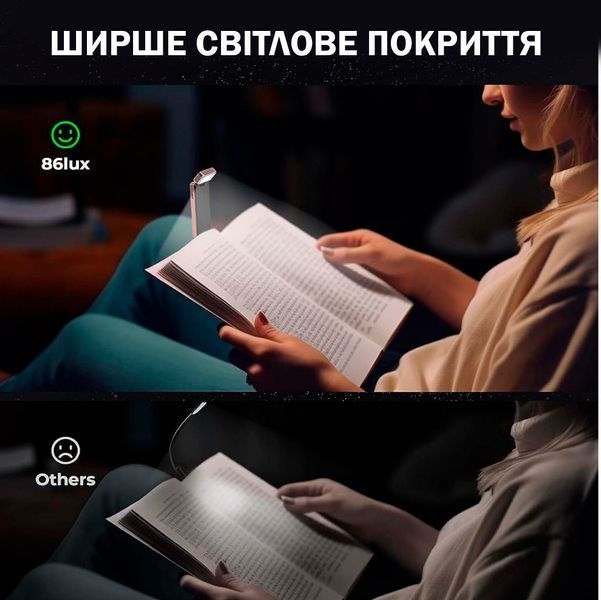 Лампа LED для нічного читання 3 режими Лампа-закладка для книг Лед Рожева 116455 фото