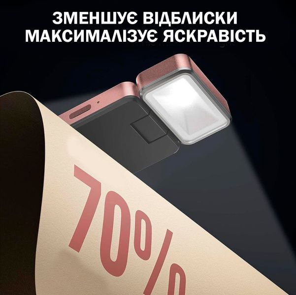 Лампа LED для нічного читання 3 режими Лампа-закладка для книг Лед Рожева 116455 фото