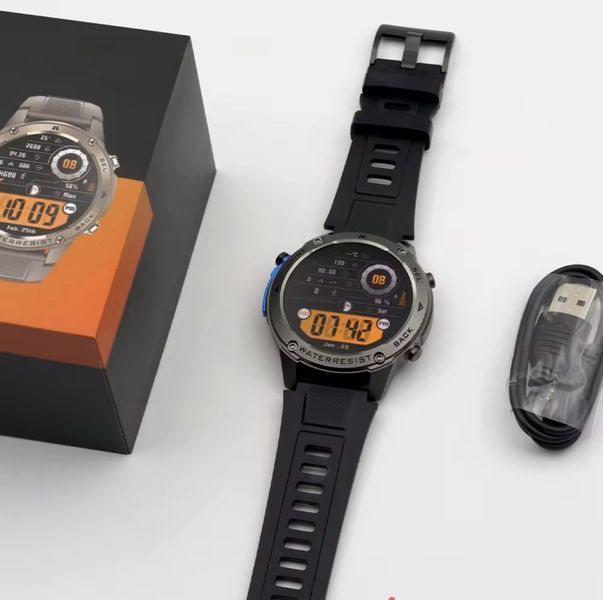 Смарт Годинник T REX 3 GPS, 5ATM, з компасом, барометром, екран 1,43" HD AMOLED 500 mAh Черный 117161 фото