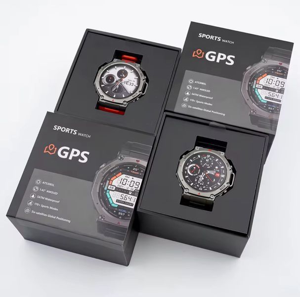 Смарт Годинник T REX 3 GPS, 5ATM, з компасом, барометром, екран 1,43" HD AMOLED 500 mAh Черный 117161 фото