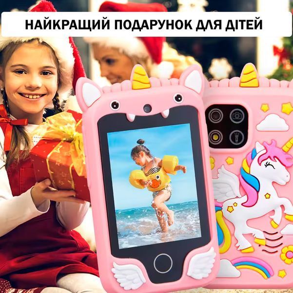 Детский музыкальный смартфон игрушка Интерактивный сенсорный телефон Единорог Розовый 116897 фото