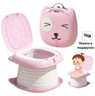 Портативный дорожный горшок для детей до 50 кг. + Чехол и Рулон пакетов Pink 115783 фото