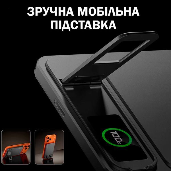 Павербанк 10000 мАч 3в1 20W с магнитной беспроводной зарядкой, TFT-дисплеем и подставкой для iPhone и iWatch MagSafe Gray 117439 фото