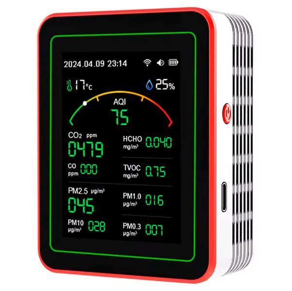 Детектор монитор качества воздуха Tuya WiFi 15-в-1 с TFT-дисплеем Анализатор с управлением через приложение Белый 117211 фото