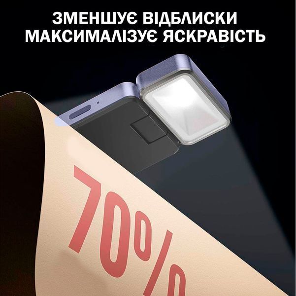 Лампа LED для ночного чтения 3 режима Лампа-закладка для книг Лед Фіолетова 117232 фото