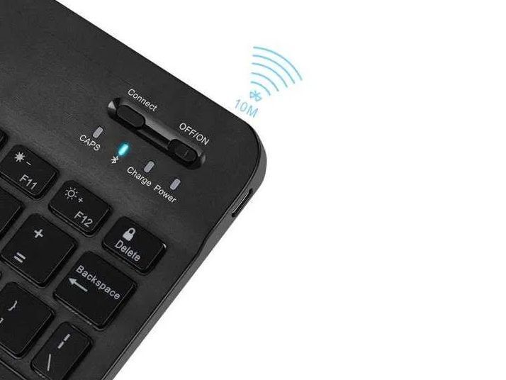 Универсальная беспроводная Bluetooth клавиатура + мышка с RGB подсветкой 25х15см Черная Кл+м-Ч фото