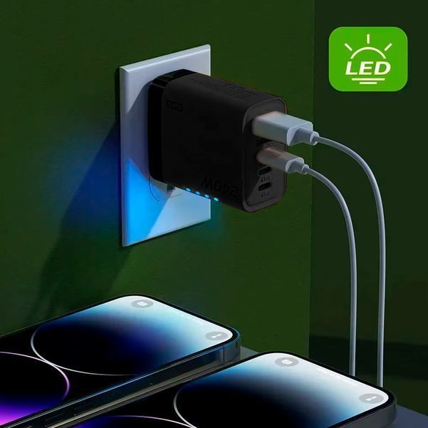 Сетевое зарядное устройство 5в1 USB-C GaN 240W с 3PD и 2QC3.0 Черный 117506 фото