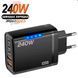 Сетевое зарядное устройство 5в1 USB-C GaN 240W с 3PD и 2QC3.0 Черный 117506 фото 1