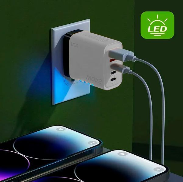 Сетевое зарядное устройство 5в1 USB-C GaN 240W с 3PD и 2QC3.0 Белый 117507 фото