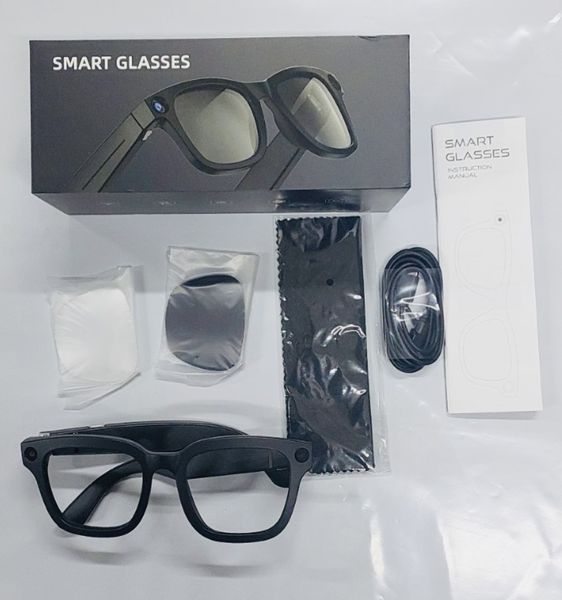 Умные очки Al Smart Glasses E-03L для фото и видеосъемки с искусственным интеллектом 8Мп/250 мАч /32 ГБ/1080р + 2шт сменные Линзы (прозрачные, черные) 117273 фото