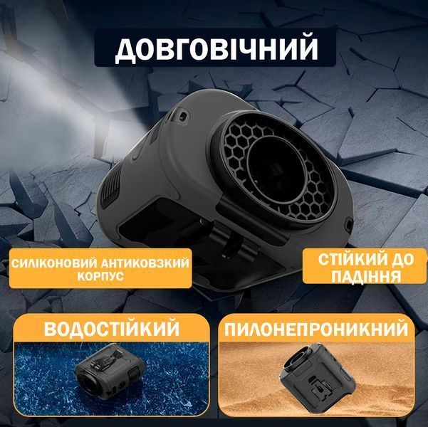 Вентилятор портативний 3в1 з ліхтариком і повербанком 10000 мАг Універсальний Чорний 116387 фото
