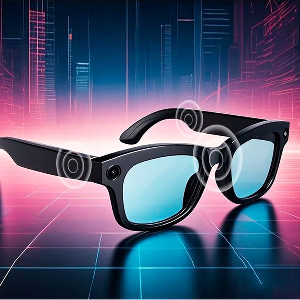 Умные очки Al Smart Glasses E-03L для фото и видеосъемки с искусственным интеллектом 8Мп/250 мАч /32 ГБ/1080р + 2шт сменные Линзы (прозрачные, черные) 117273 фото