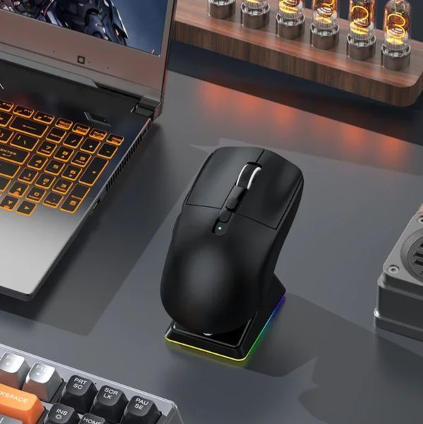 Беспроводная игровая портативная мышь Attack Shark X6 PAW3395 с зарядной базой Bluetooth Черный 115523 фото