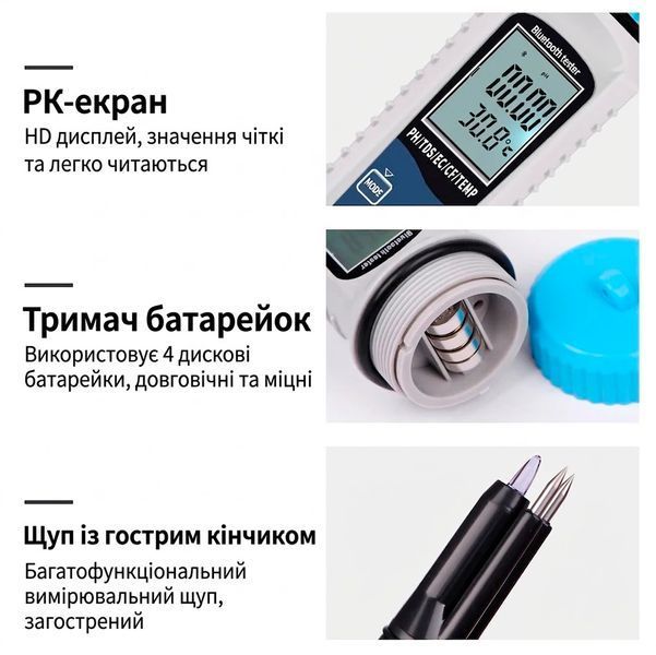 Цифровий аналізатор якості води Tuya Bluetooth 5в1 з температурою 117590 фото