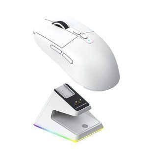 Беспроводная игровая портативная мышь Attack Shark X6 PAW3395 с зарядной базой Bluetooth Белый 115524 фото