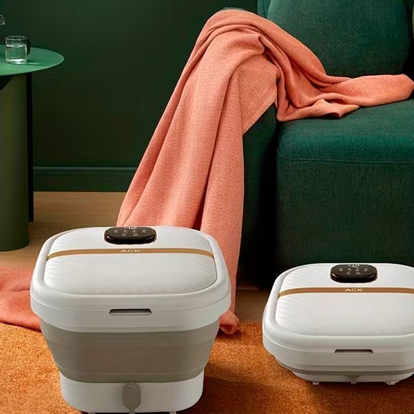 Портативна складна масажна ванночка для ніг ACK Foot Spa з підігрівом та массажем Shiatsu роликами для релаксу дому й відновлення з пультом керування 117691 фото