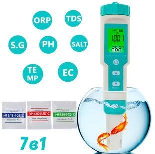 Анализатор тестер воды ORP/ТДС/РН/Ес/SALT/S.G/Темп 7 в 1 C-600 Голубой 116542 фото