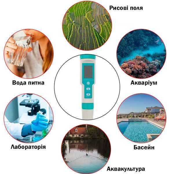 Анализатор тестер воды ORP/ТДС/РН/Ес/SALT/S.G/Темп 7 в 1 C-600 Голубой 116542 фото
