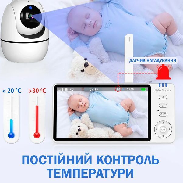 Видеоняня с дисплеем ABM501 с поворотной камерой и двухсторонней связью USB/HD 720P/3500 мАч 117109 фото
