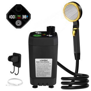 Портативный душ на аккумуляторе Lixada 6000 mAh Переносной Мини Душ с дисплеем Черный 116304 фото