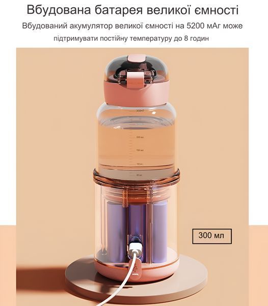 Портативный подогреватель бутылочек JR01 для малышей 300 мл с регулировкой температуры и дисплеем USB 5200 мАч Pink 115762 фото