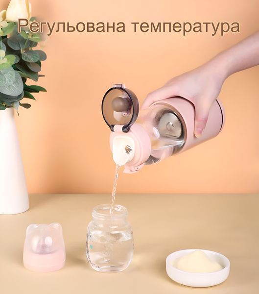 Портативный подогреватель бутылочек JR01 для малышей 300 мл с регулировкой температуры и дисплеем USB 5200 мАч Pink 115762 фото