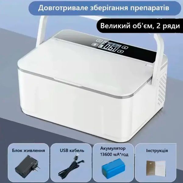 Портативный мини-холодильник для лекарств Coolbox Double Deck с аккумулятором 5В /13600 мАч Белый 117047 фото