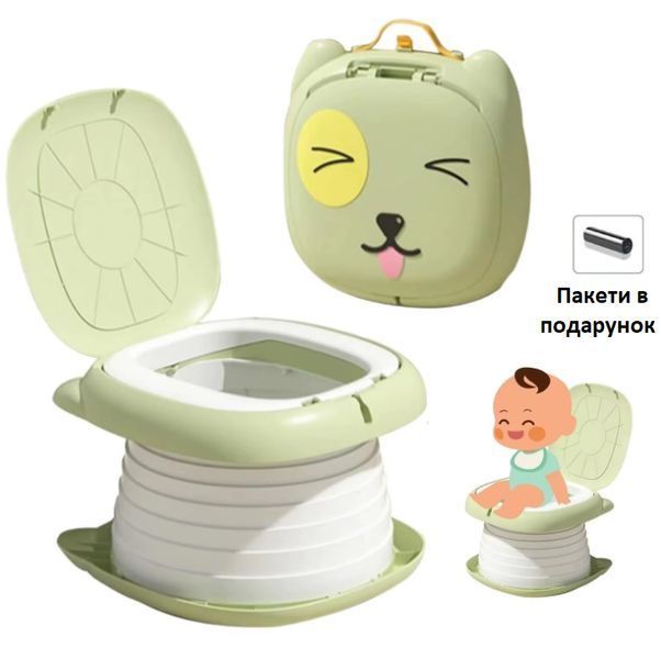 Портативный дорожный горшок для детей до 50 кг. + Чехол и Рулон пакетов Green 115781 фото