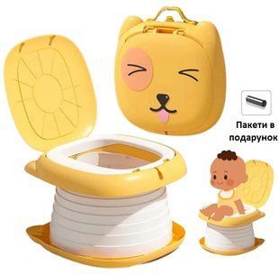 Портативный дорожный горшок для детей до 50 кг. + Чехол и Рулон пакетов Yellow 115782 фото