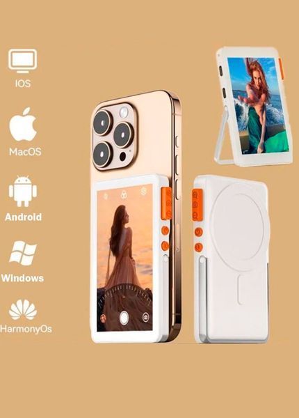 Магнитный экран RK-X40F HD для селфи для задней камеры со звуком для iPhone 16, 15, 14 Pro Max, Android, Xiaomi 14 Ultra Аккумуляторный Белый 116940 фото