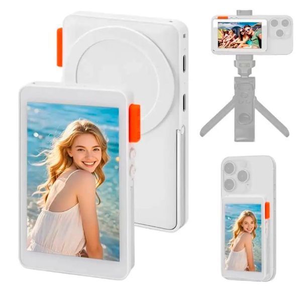 Магнитный экран RK-X40F HD для селфи для задней камеры со звуком для iPhone 16, 15, 14 Pro Max, Android, Xiaomi 14 Ultra Аккумуляторный Белый 116940 фото