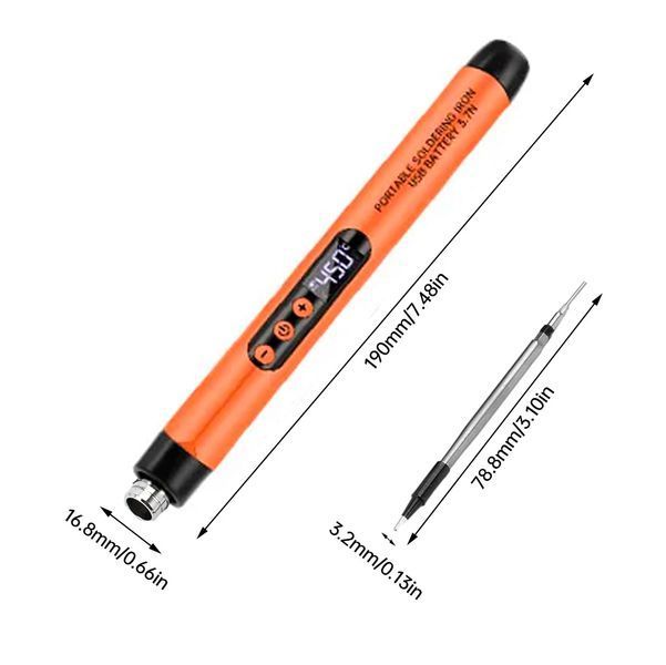 Беспроводной Компактный Паяльник с аккумулятором и дисплеем в кейсе USB 600mAh Оранжевый 117338 фото