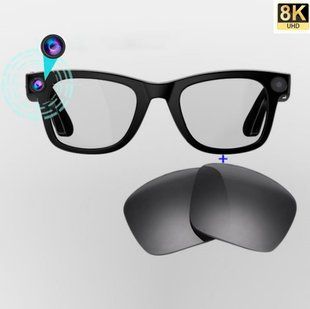 Умные очки G300 для фото и видеосъемки Al Chat GPT переводчик 220 мАч /1080P HD/Wi-Fi + 2шт сменные Линзы (прозрачные, черные) 117164 фото