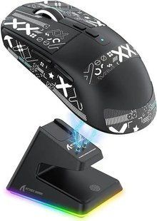 Игровая портативная беспроводная мышь Attack Shark X6 PAW3395 с зарядной базой + противоскользящие наклейки Bluetooth Черный 115933 фото