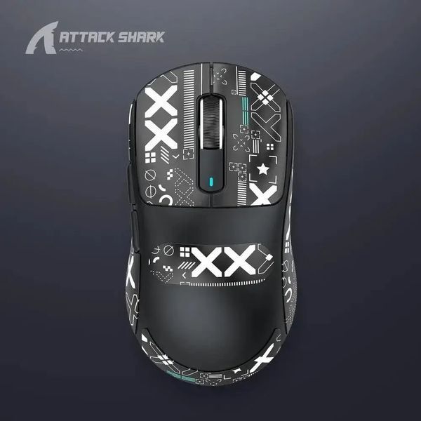 Игровая портативная беспроводная мышь Attack Shark X6 PAW3395 с зарядной базой + противоскользящие наклейки Bluetooth Черный 115933 фото