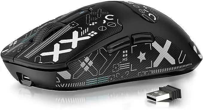 Игровая портативная беспроводная мышь Attack Shark X6 PAW3395 с зарядной базой + противоскользящие наклейки Bluetooth Черный 115933 фото