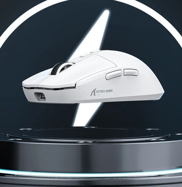Игровая портативная беспроводная мышь Attack Shark X6 PAW3395 с зарядной базой + противоскользящие наклейки Bluetooth Белый 115936 фото