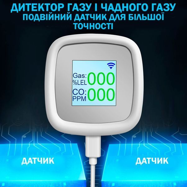 Детектор газа C2 Цифровой сигнализатор утечки горючих газов и угарного газа 116961 фото