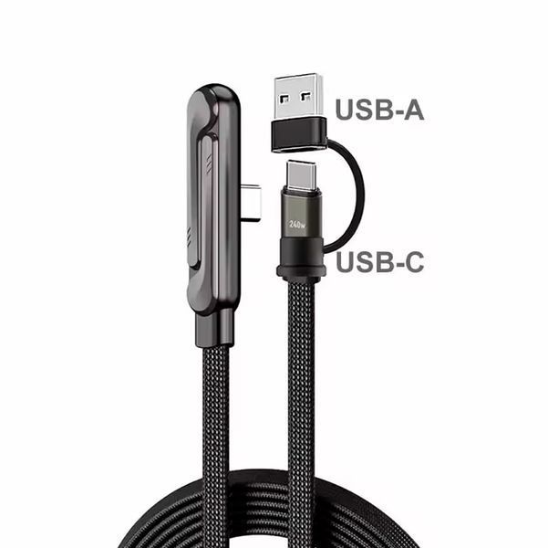 Швидка зарядка кабель 2в1 240W з підставкою для телефона Type-C &mdash; Type-C / USB-A 117578 фото