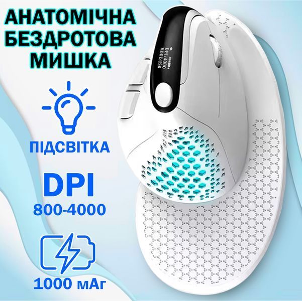 Мышка Анатомическая Беспроводная Вертикальная Delux M618 XSD Seeker Эргономичная для ПК ноутбука Белая 116056 фото