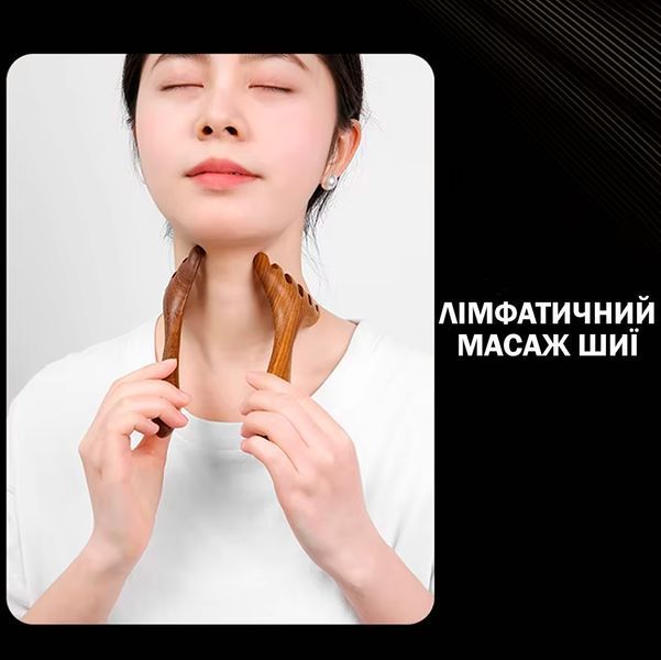 Массажер Расческа для кожи головы и лица из сандалового дерева с пятью когтями Гуа Ша Скребок Коричневый 116425 фото