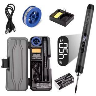 Беспроводной Компактный Паяльник с аккумулятором и дисплеем в кейсе USB 600mAh Черный 117337 фото