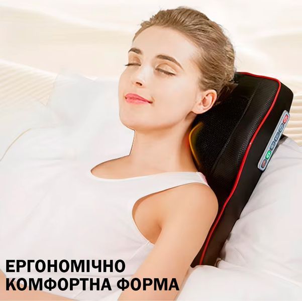 Массажная подушка Электрическая R7-1-H Массажер для шеи и тела с подогревом Черный 116259 фото
