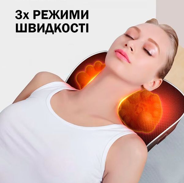 Массажная подушка Электрическая R7-1-H Массажер для шеи и тела с подогревом Черный 116259 фото