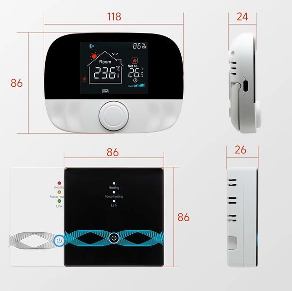 WiFi-термостат RF433 Розумний для теплої підлоги і газового котла з дистанційним керуванням 117659 фото