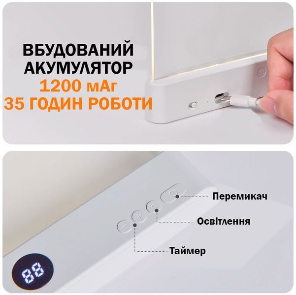 LED лампа для чтения, 3 режима, регулировка яркости, таймер Белая 117367 фото