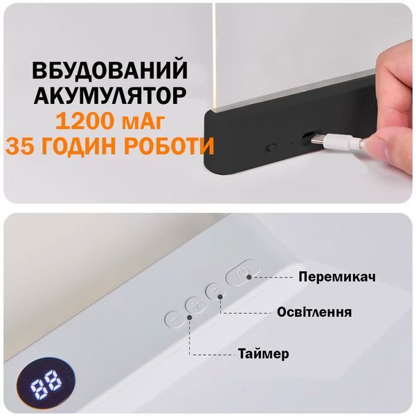 Светодиодная лампа для чтения, 3 режима, регулировка яркости, таймер Черная 117368 фото
