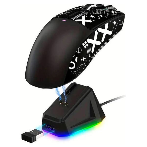 Мишка Ігрова Безпровідна Attack Shark X11 Black 22000 DPI PAW3311 із зарядною догстанцією RGB підсвіткою Чорна 116269 фото