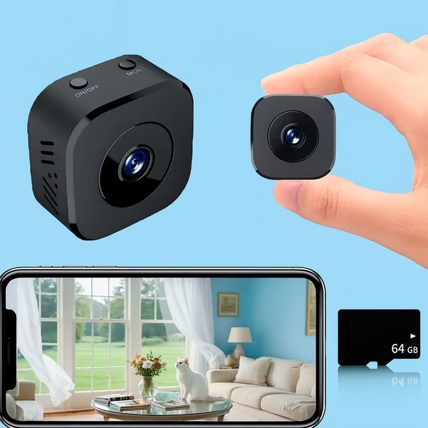 Мини-камера 4K Full HD с WiFi и ночным видением 64 Гб Черная 117169 фото